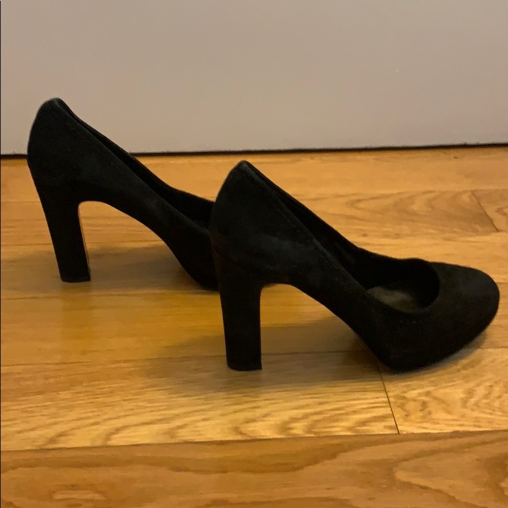J Crew Black Suede Rounded Block heel
